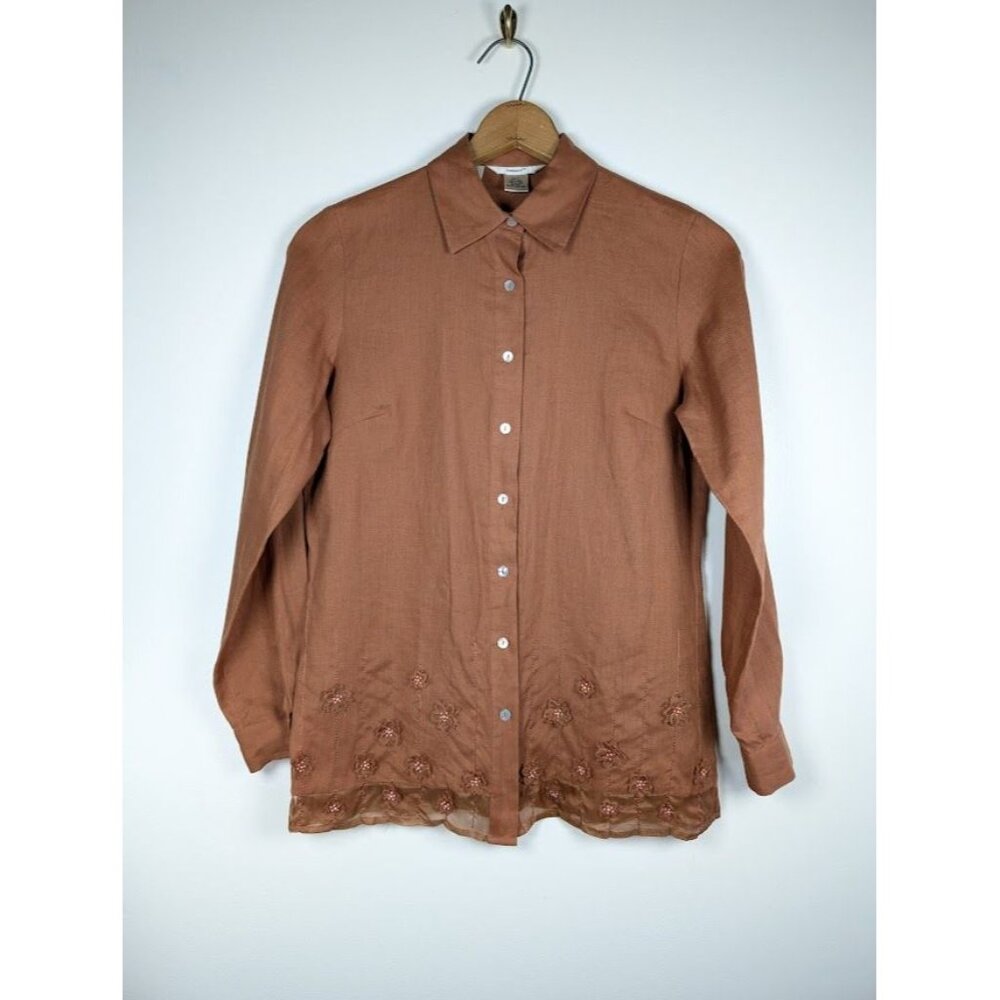 edward 100% Linen Top Size Small Embroidered Cottagecore 3D Tunic Lagenlook Boho